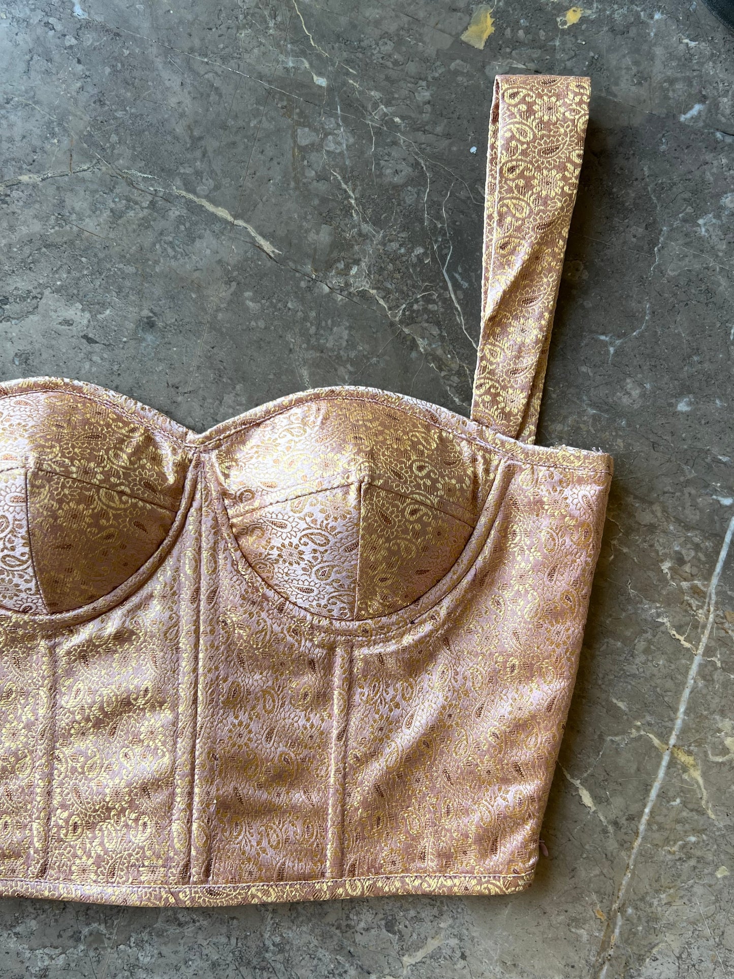 Banaras Brocade Baby Pink Corset Top
