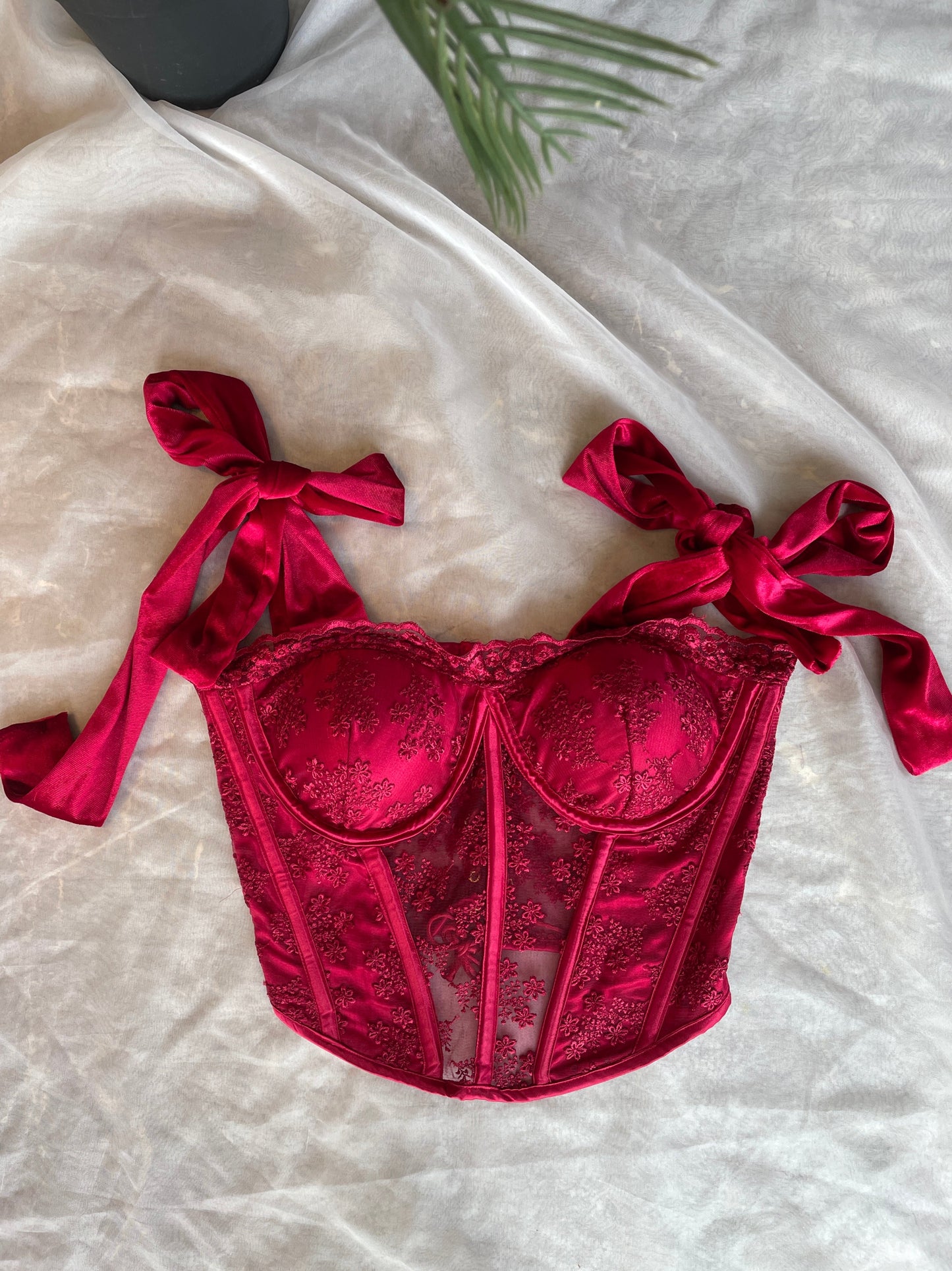 Charlotte Maroon Lace Corset