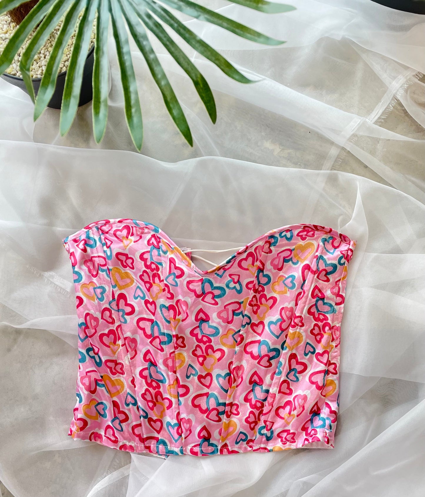 All Eyes On You Heart Corset Top Pink