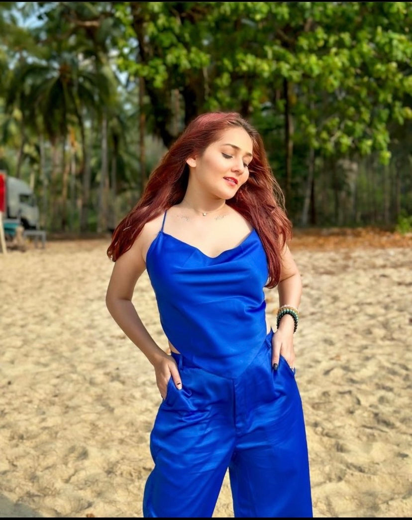 Blue satin co ord set