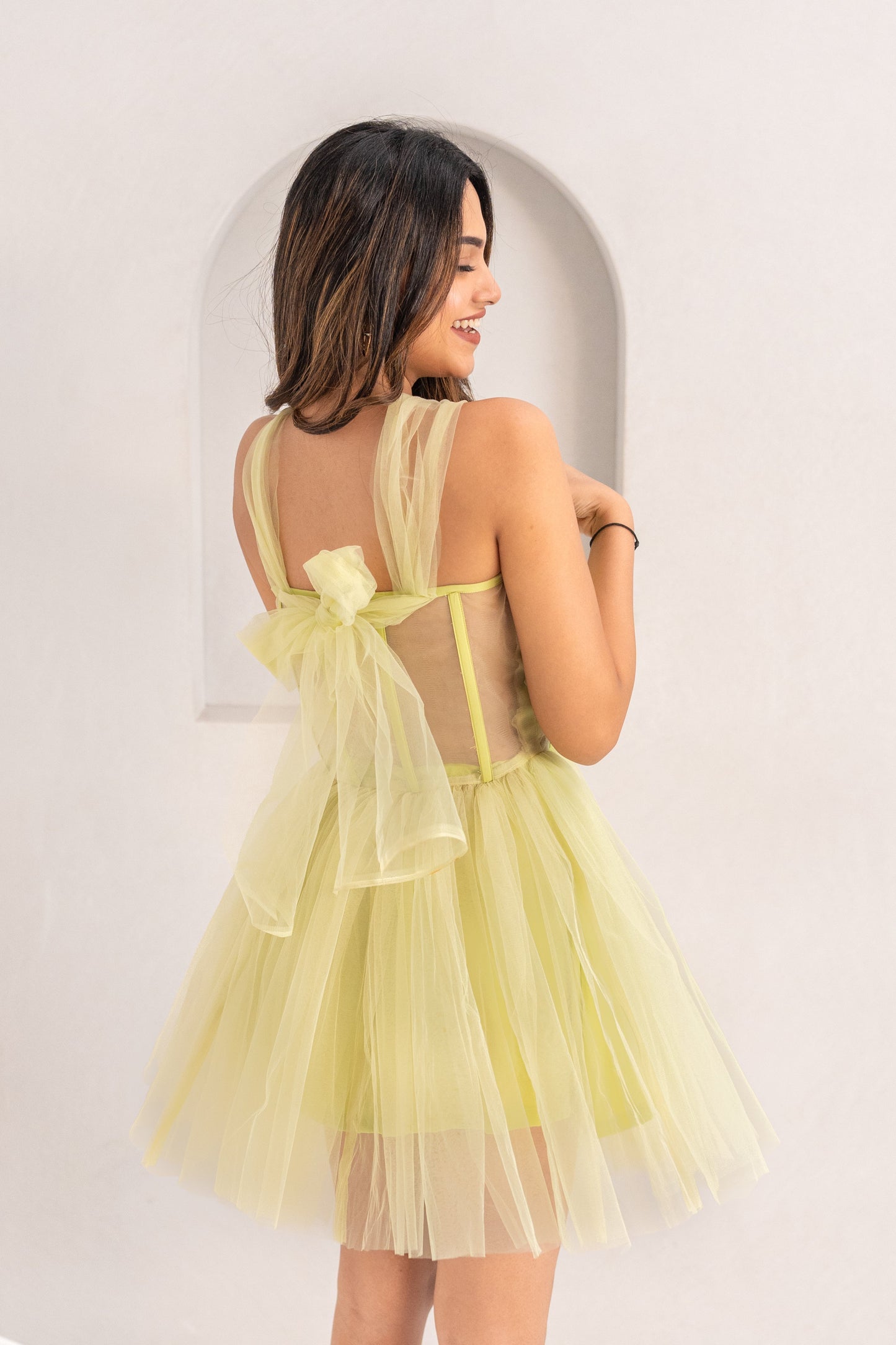 Ariel Green Corset Flare Dress