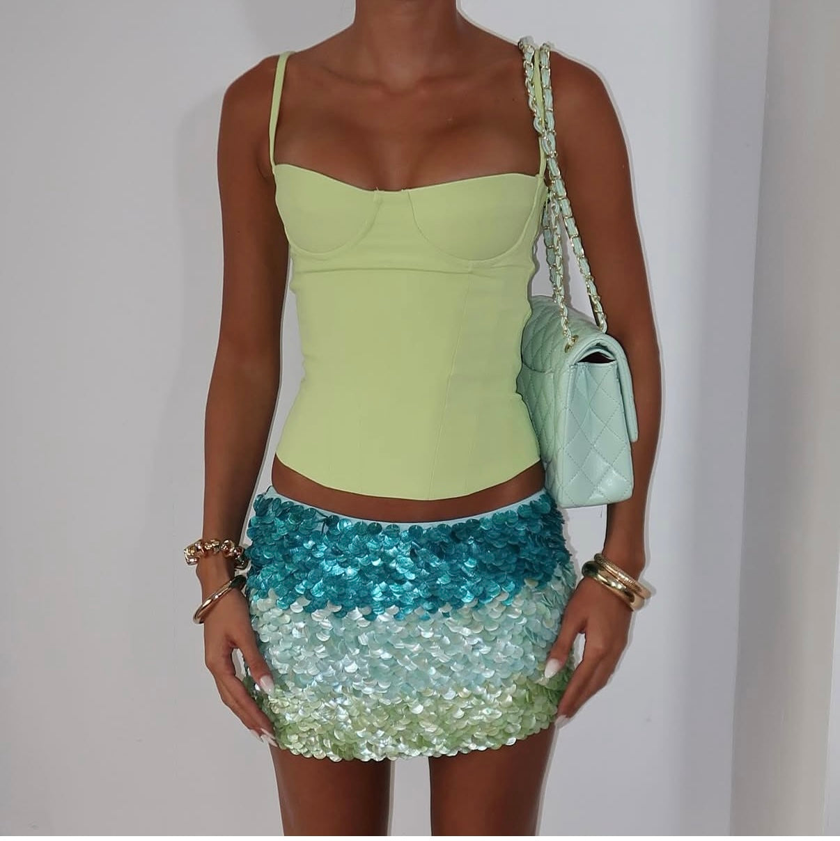 Ombre scale shell skirt (in front only)