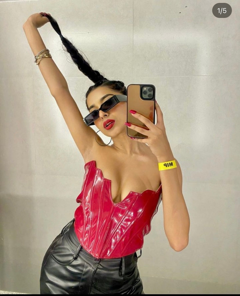 Red latex scarlet corset top