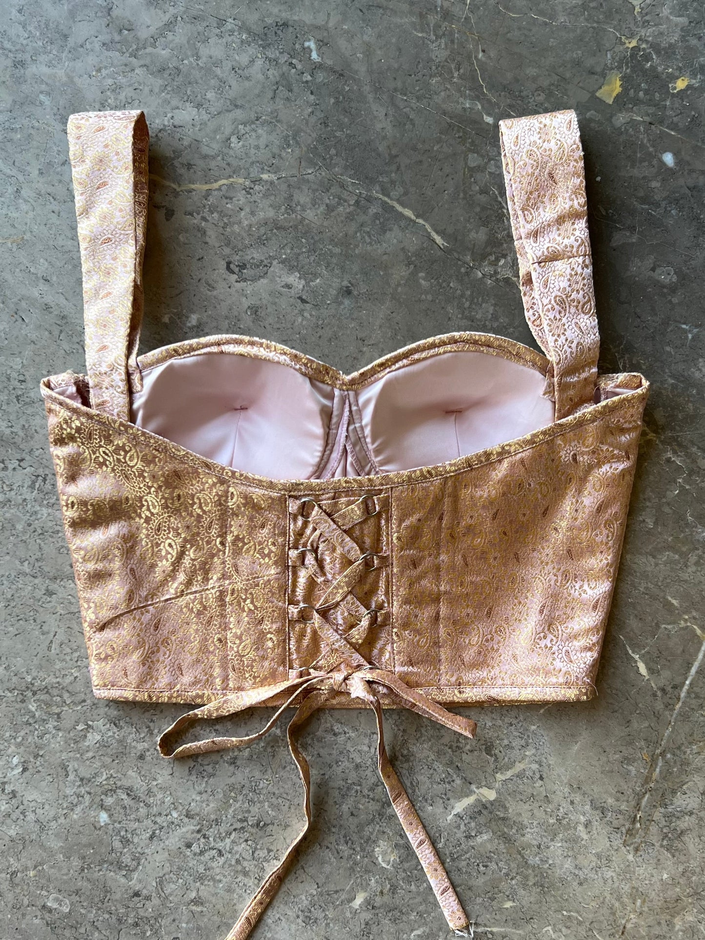 Banaras Brocade Baby Pink Corset Top