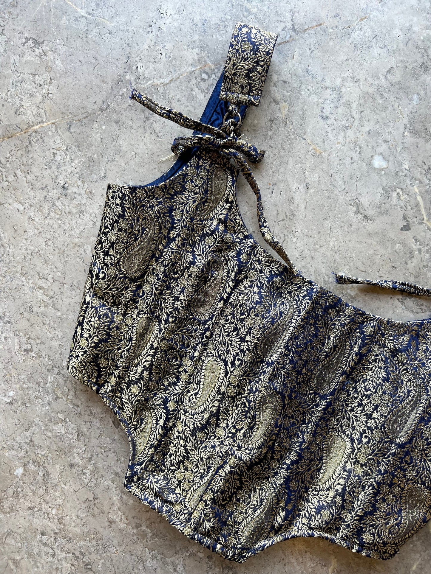 Iris Blue Brocade Corset Top