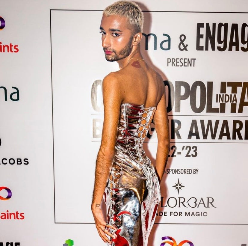 Silver leather corset dress