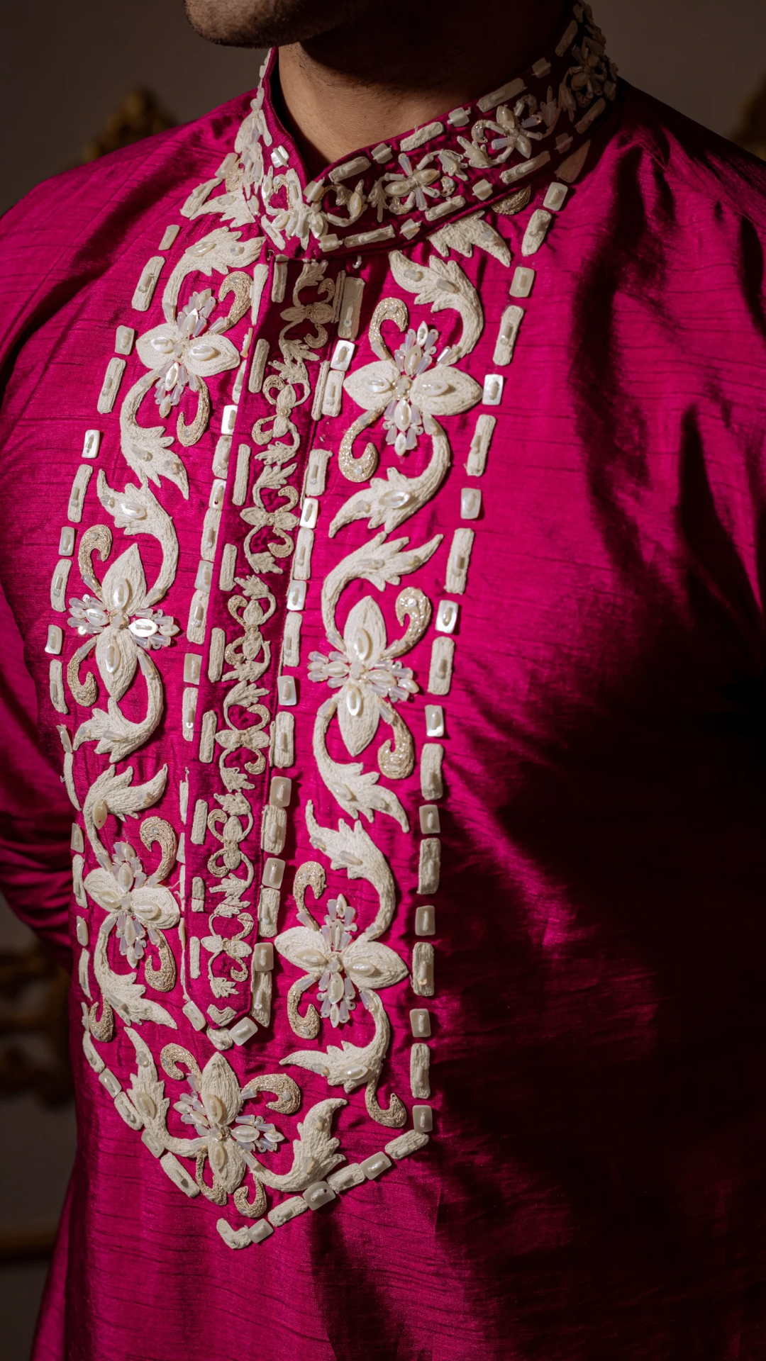 Purple Aari work Kurta and Pant