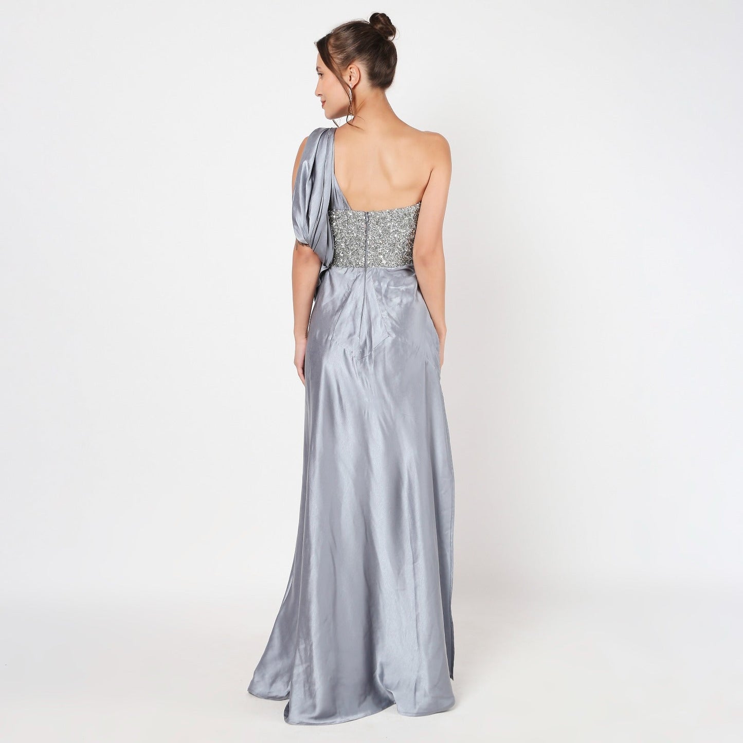 Grey Satin Dress