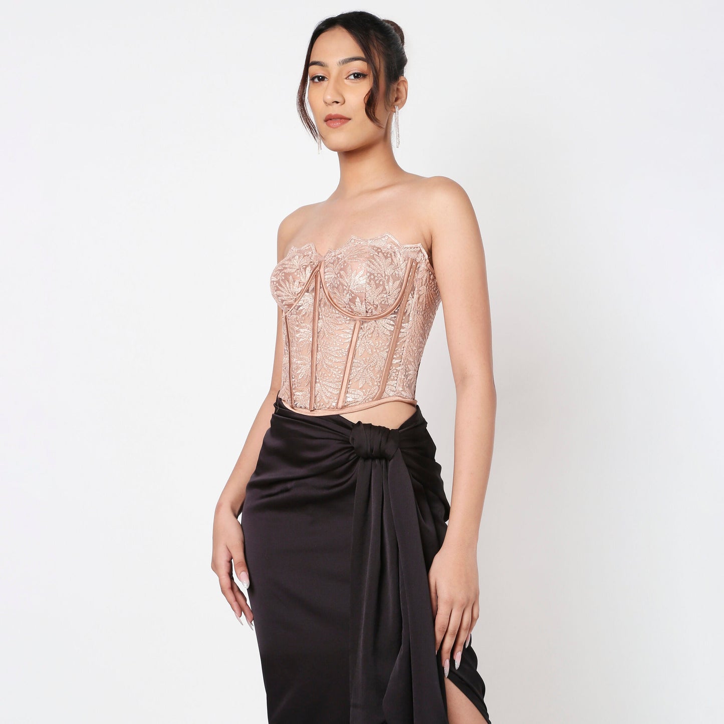 Champagne Beige Lacey Corset