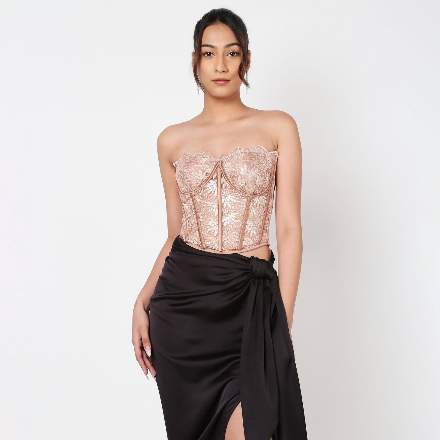 Champagne Beige Lacey Corset