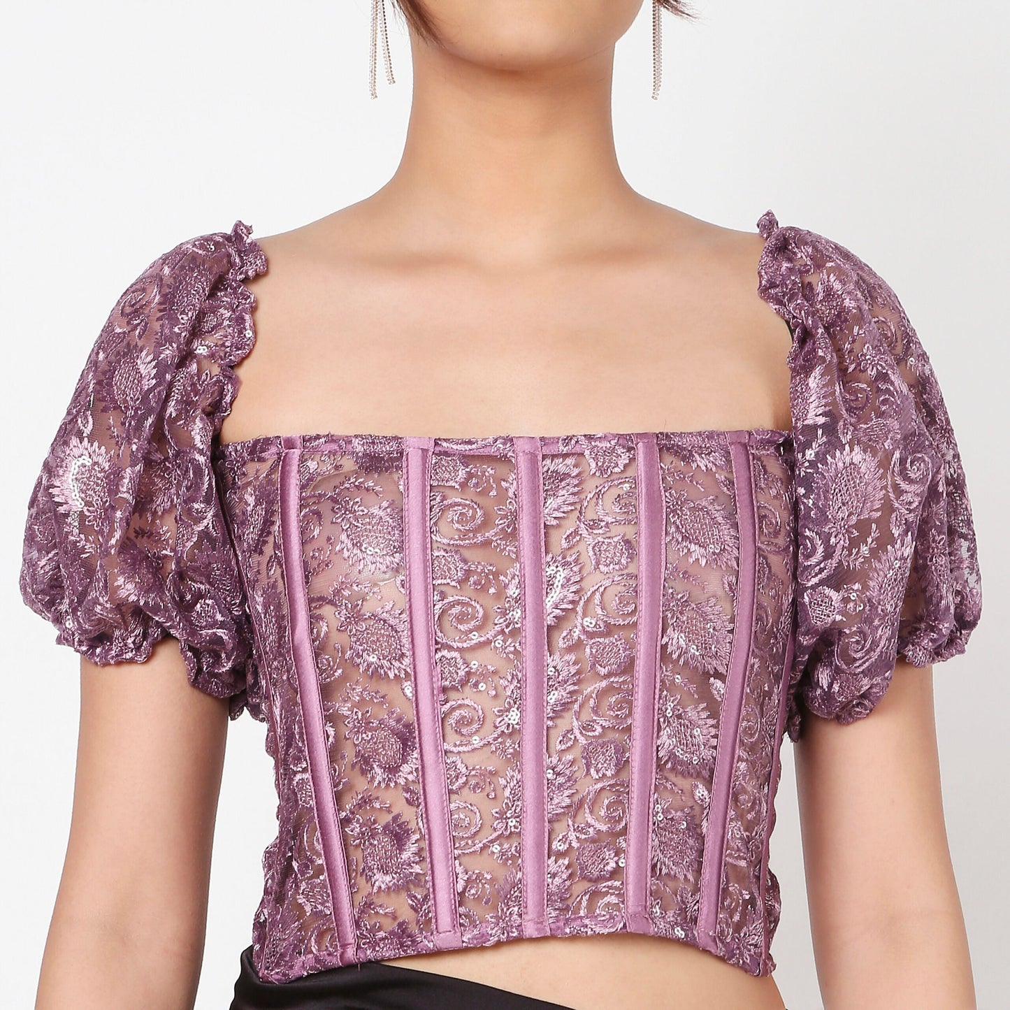 Purple Pineapple Lacey Corset With Sleeves