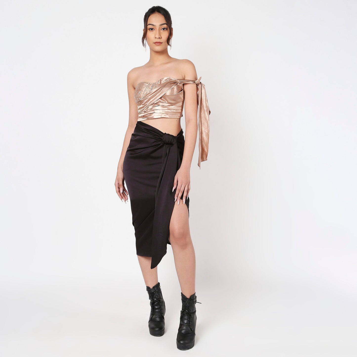 Brown Embellished Corset Top