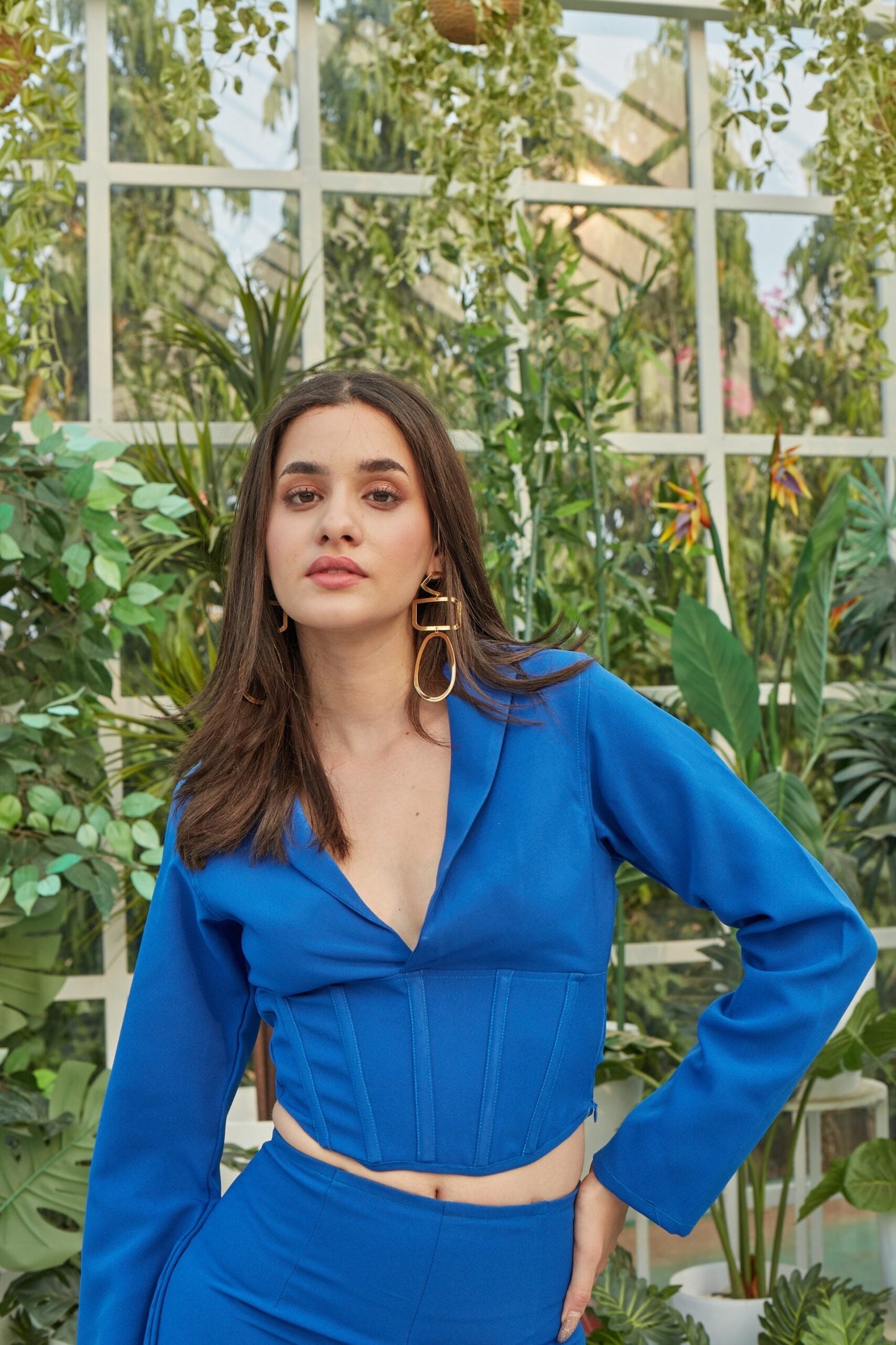 Blue Blazer Corset Top