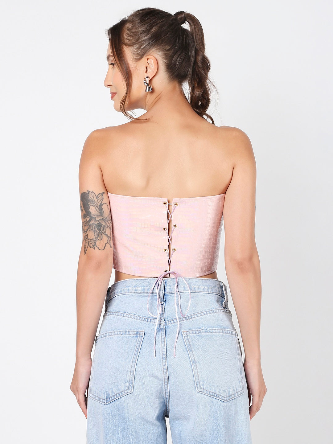 Holographic Leather Corset Top
