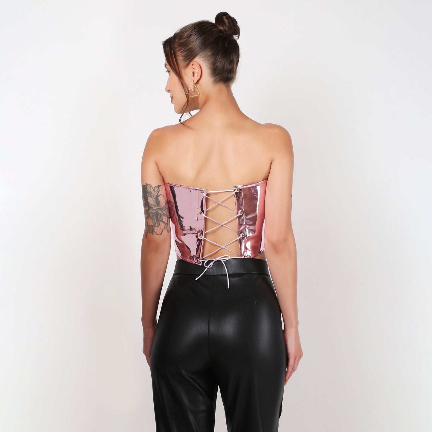 Purple Leather Corset V Cut