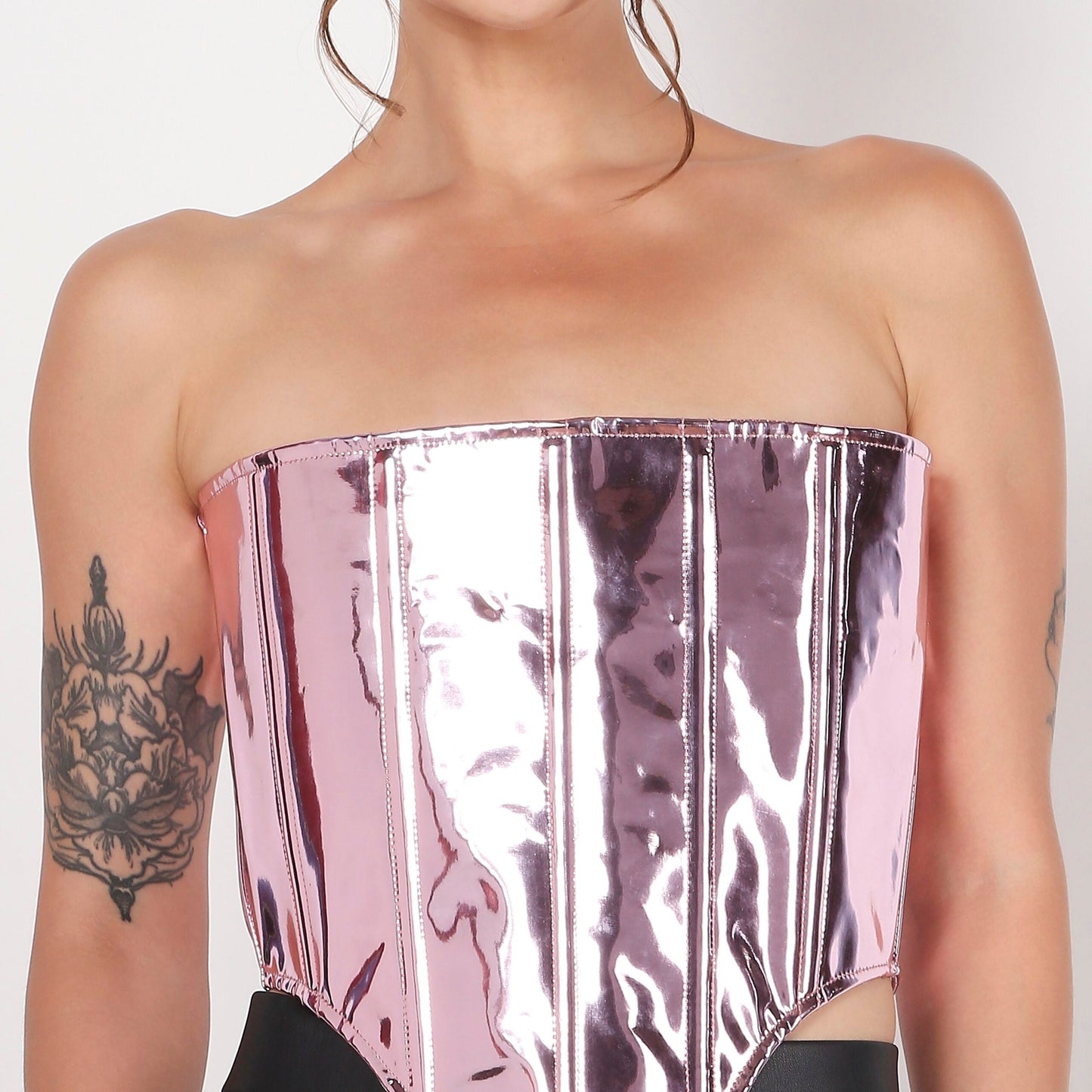 Purple Leather Corset V Cut