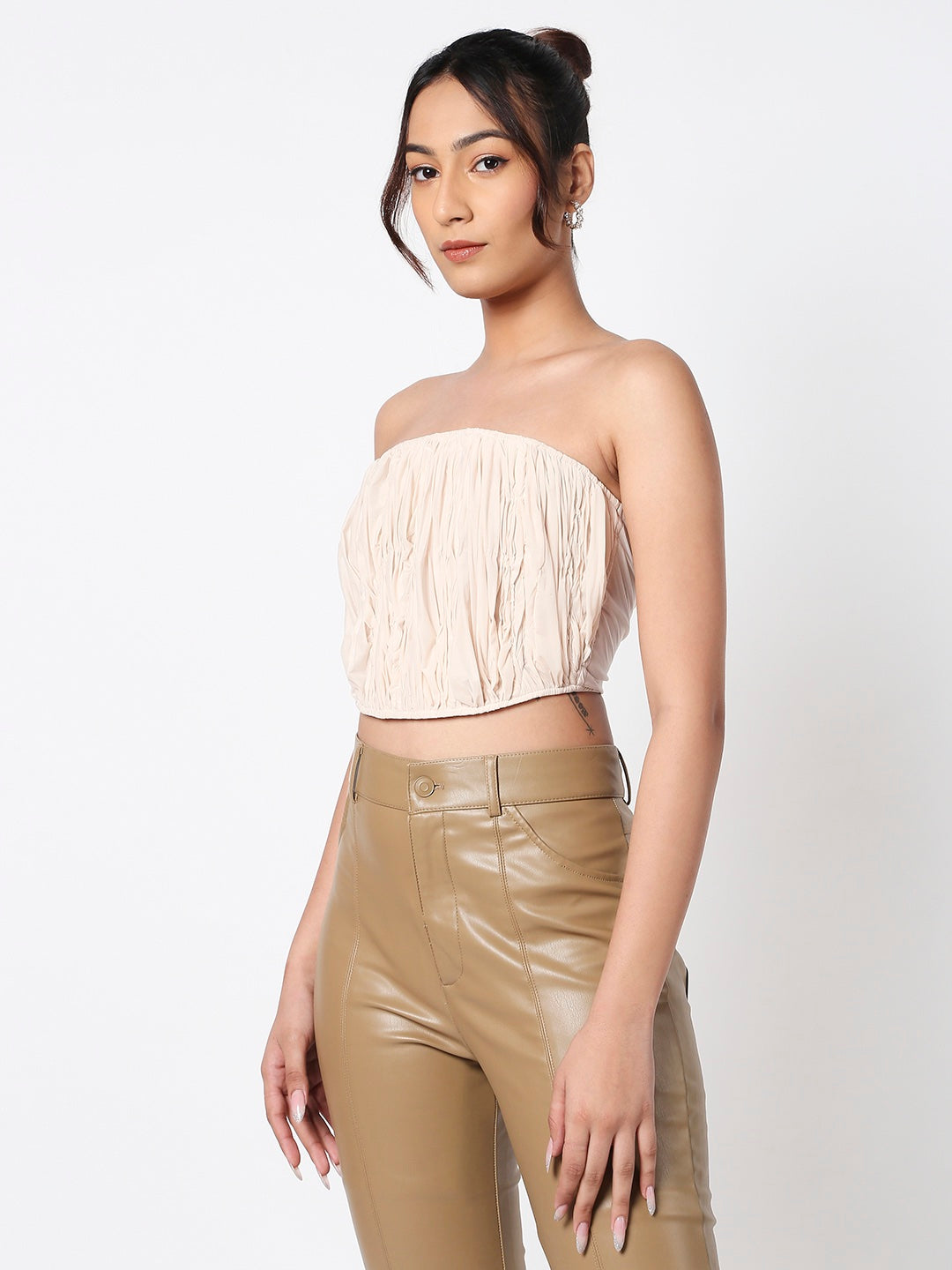 Crème Lycra Corset Top