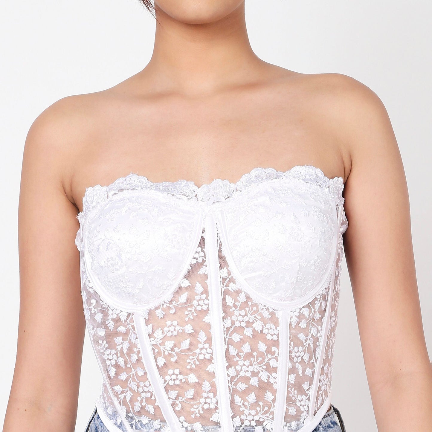 Feather White Lacey Corset Top