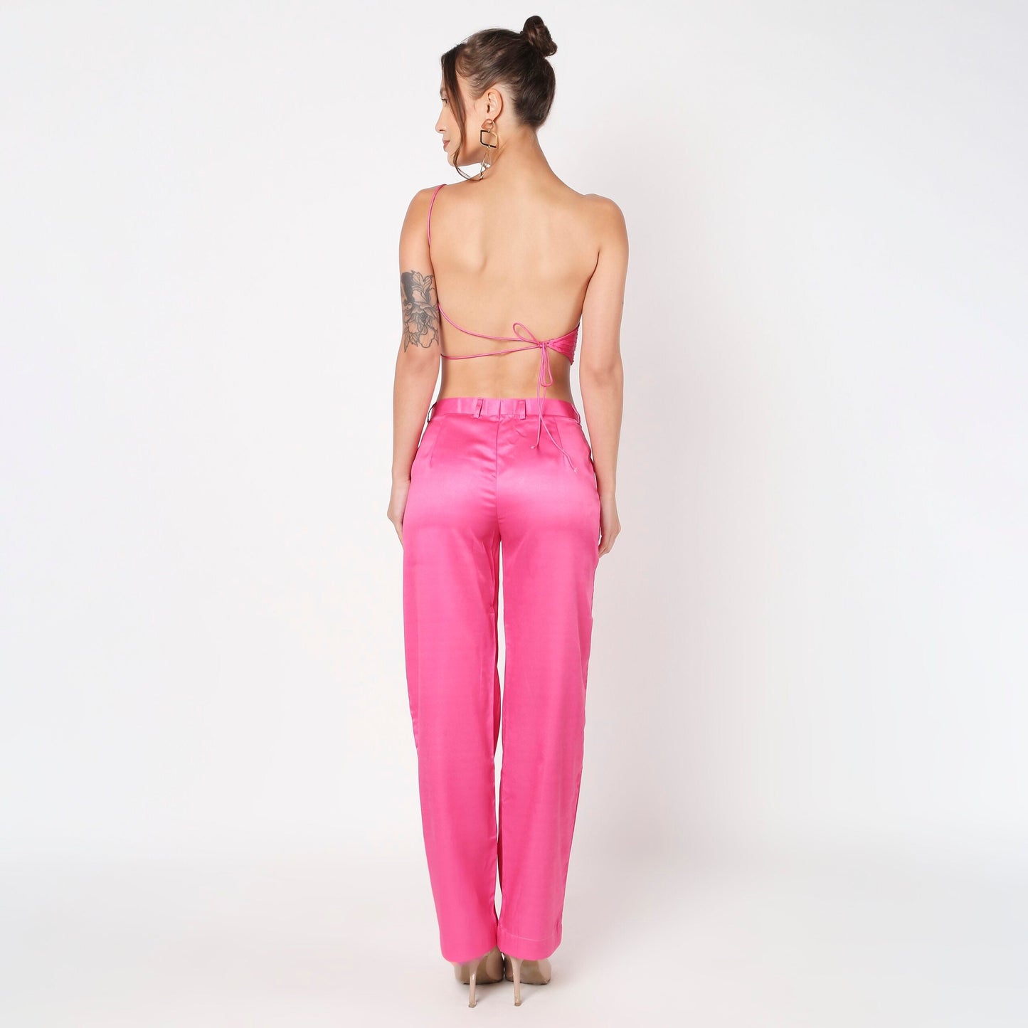 Pink Pleated Backless Co ord Set
