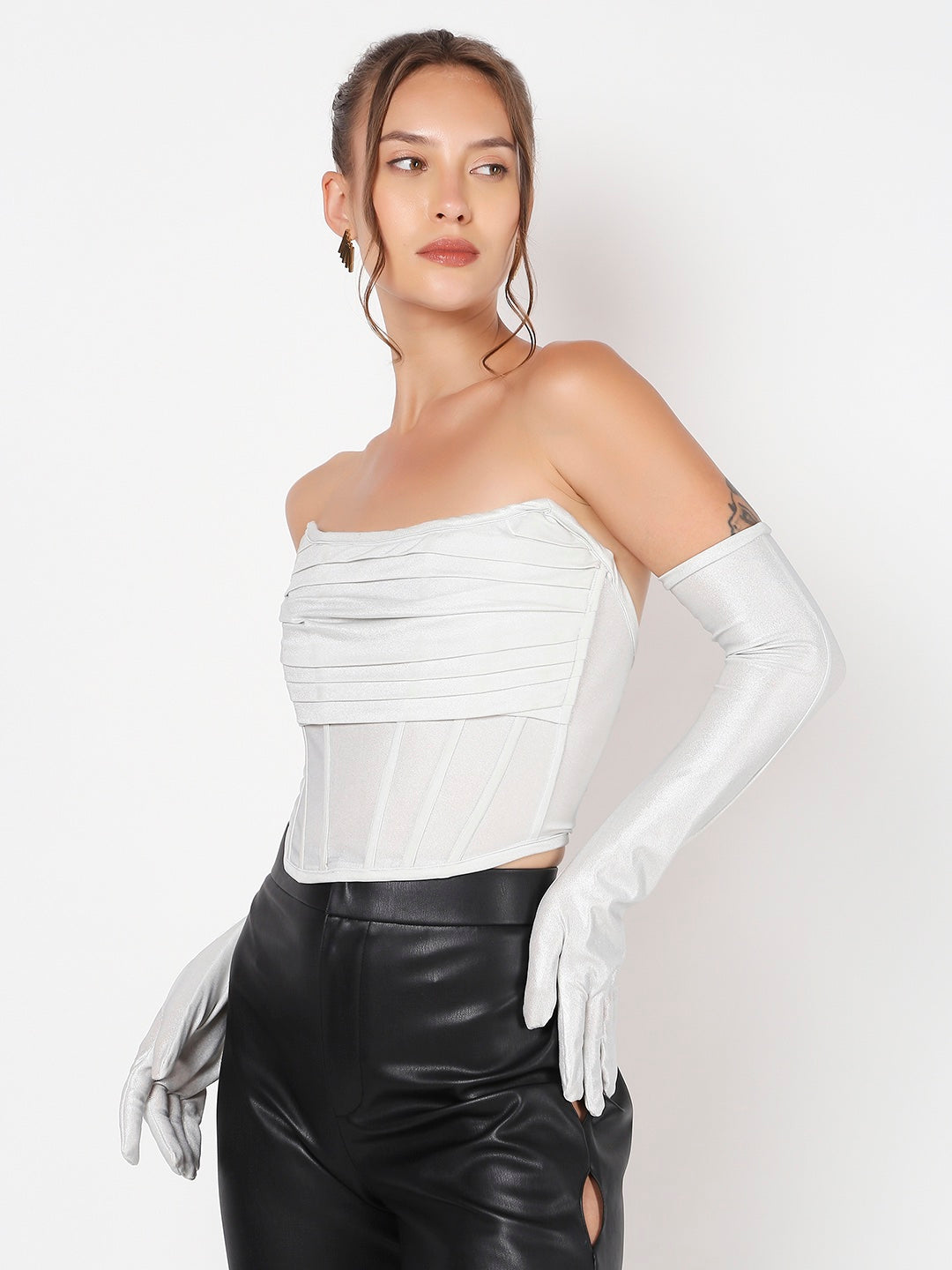 Silver Lining Corset Top With Gloves