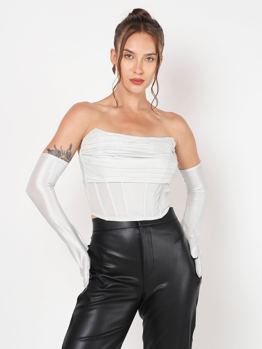 Silver Lining Corset Top With Gloves