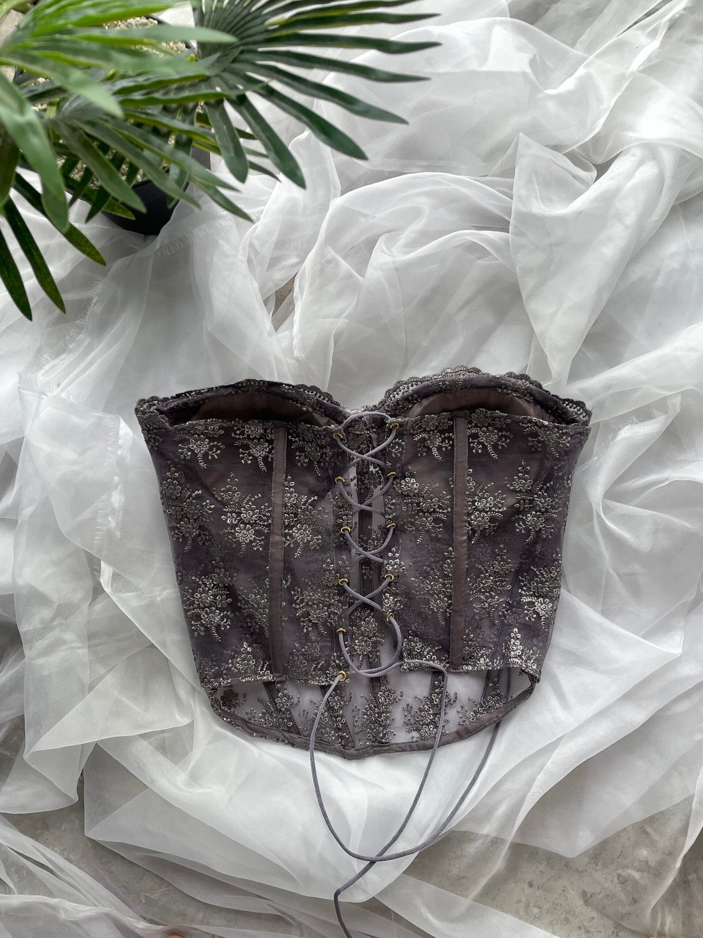 Grey lacey corset top