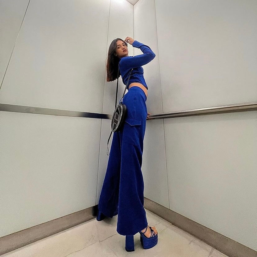 Blue blazer co ord set