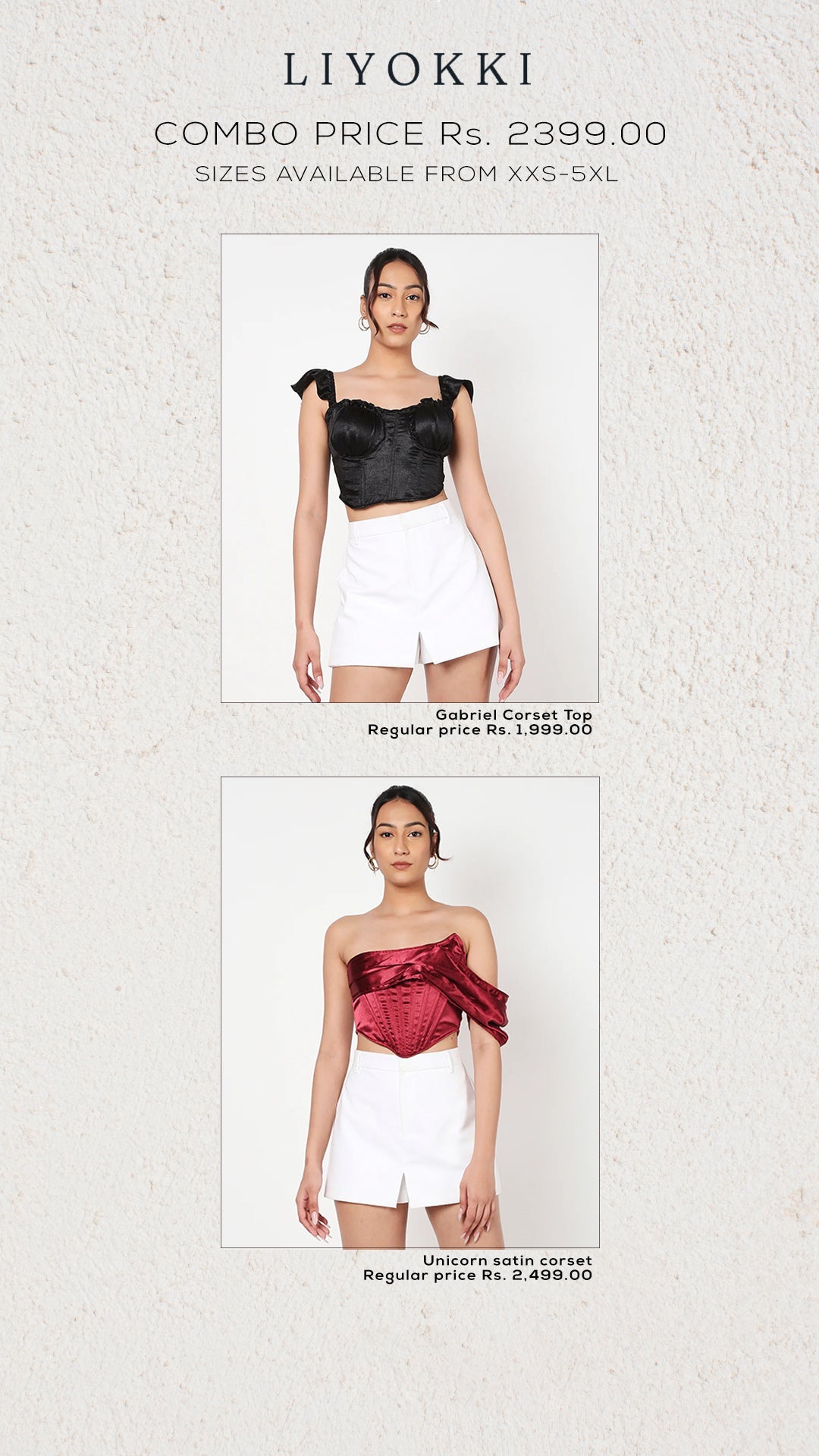 Gabriel corset top + unicorn satin corset top COMBO