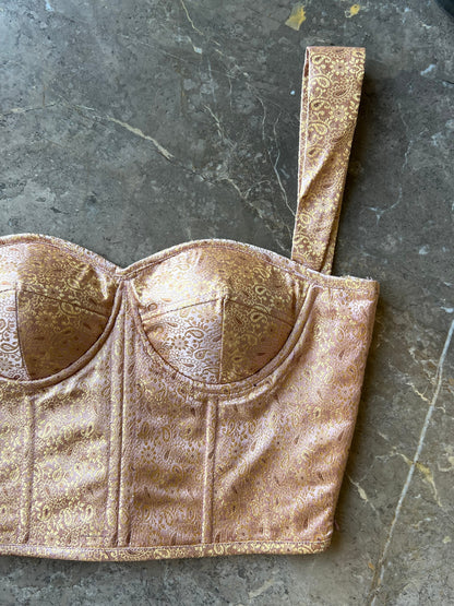 Banaras Brocade Baby Pink Corset Top
