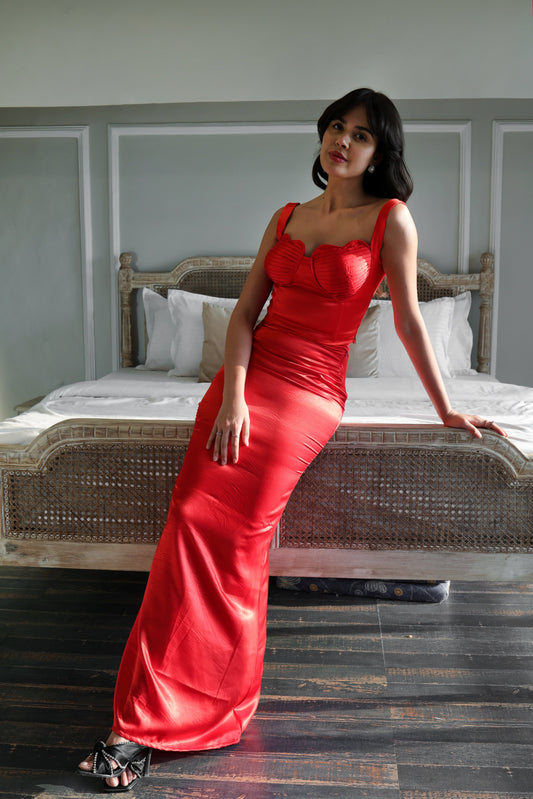 Red Satin Skirt