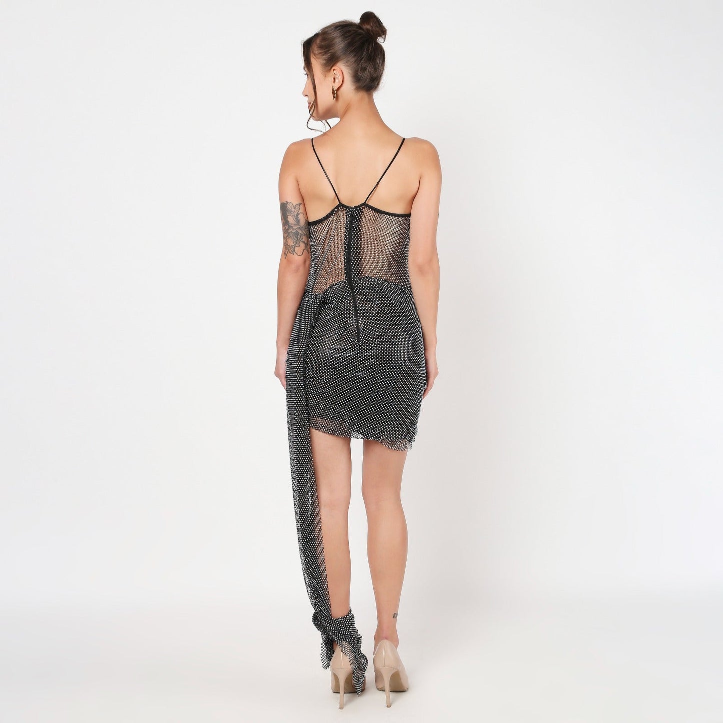 Night Flake Black Rhinestone Dress