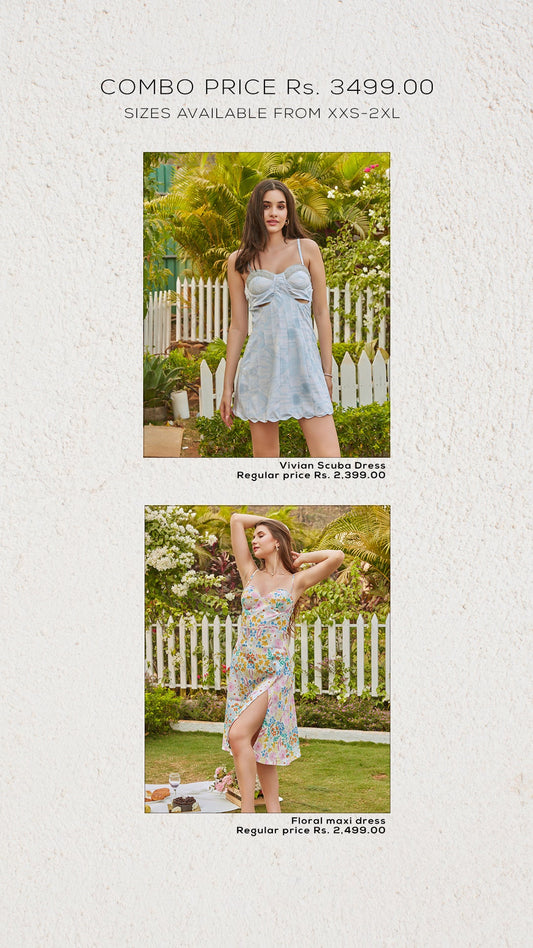 Vivian scuba dress + floral maxi dress COMBO