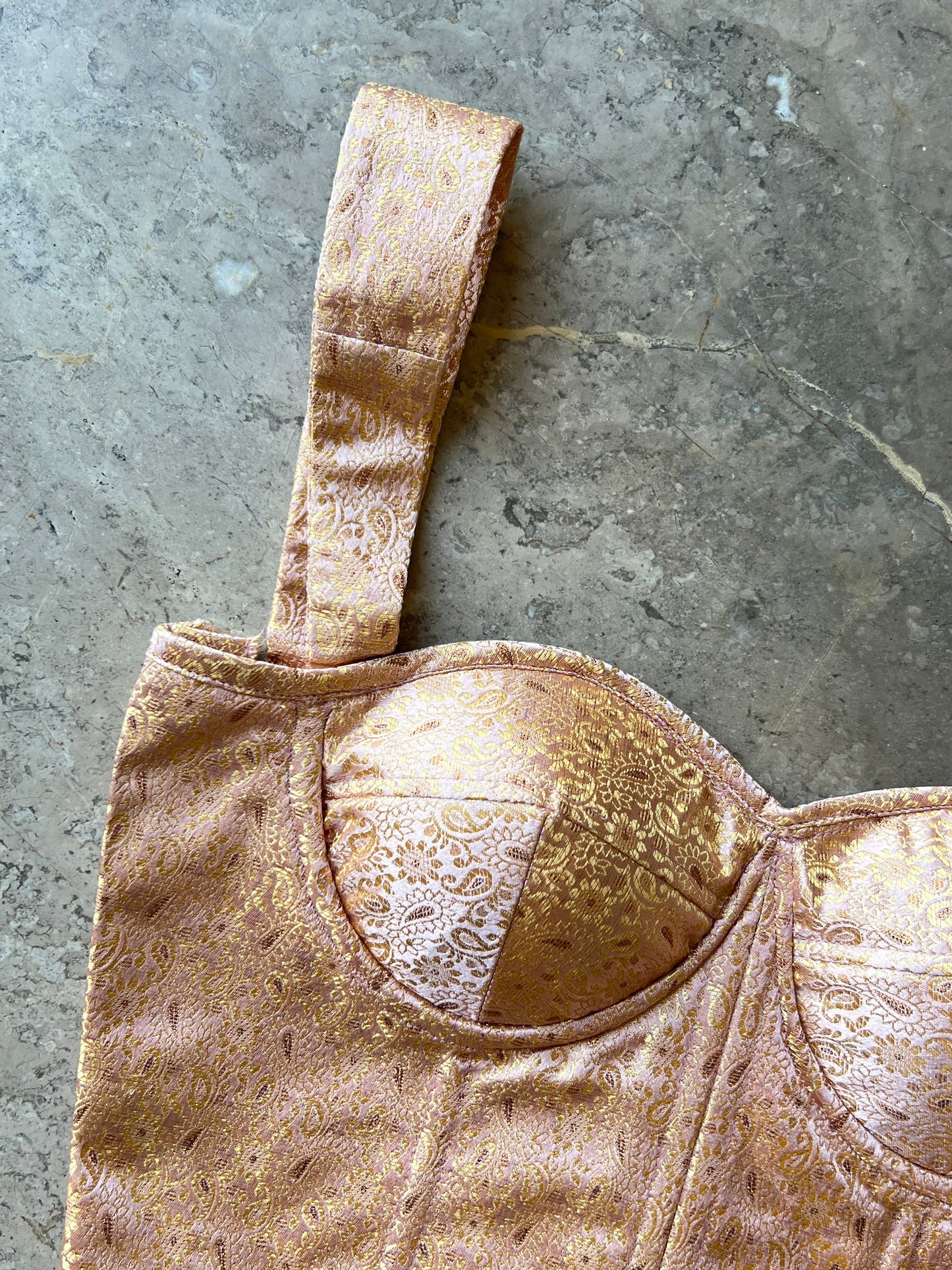 Banaras Brocade Baby Pink Corset Top