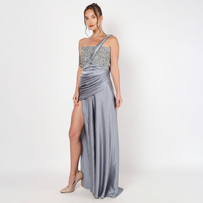 Grey Satin Dress