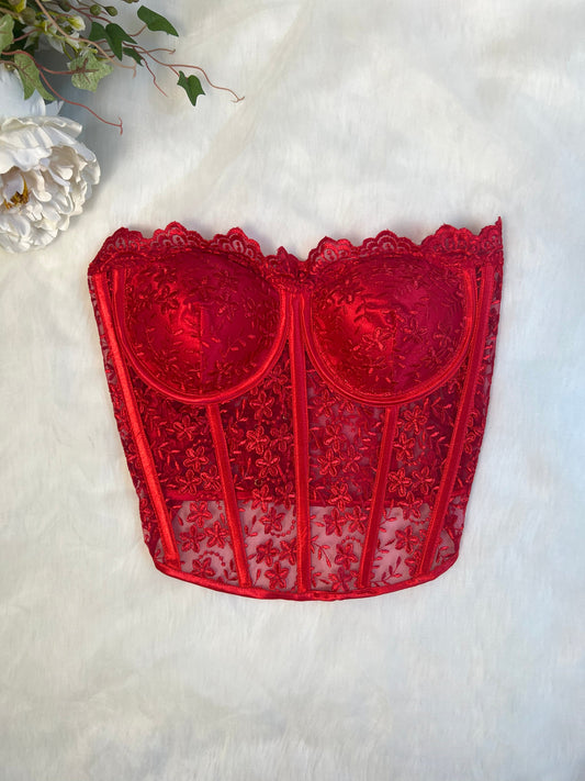 Santa red lacey corset top