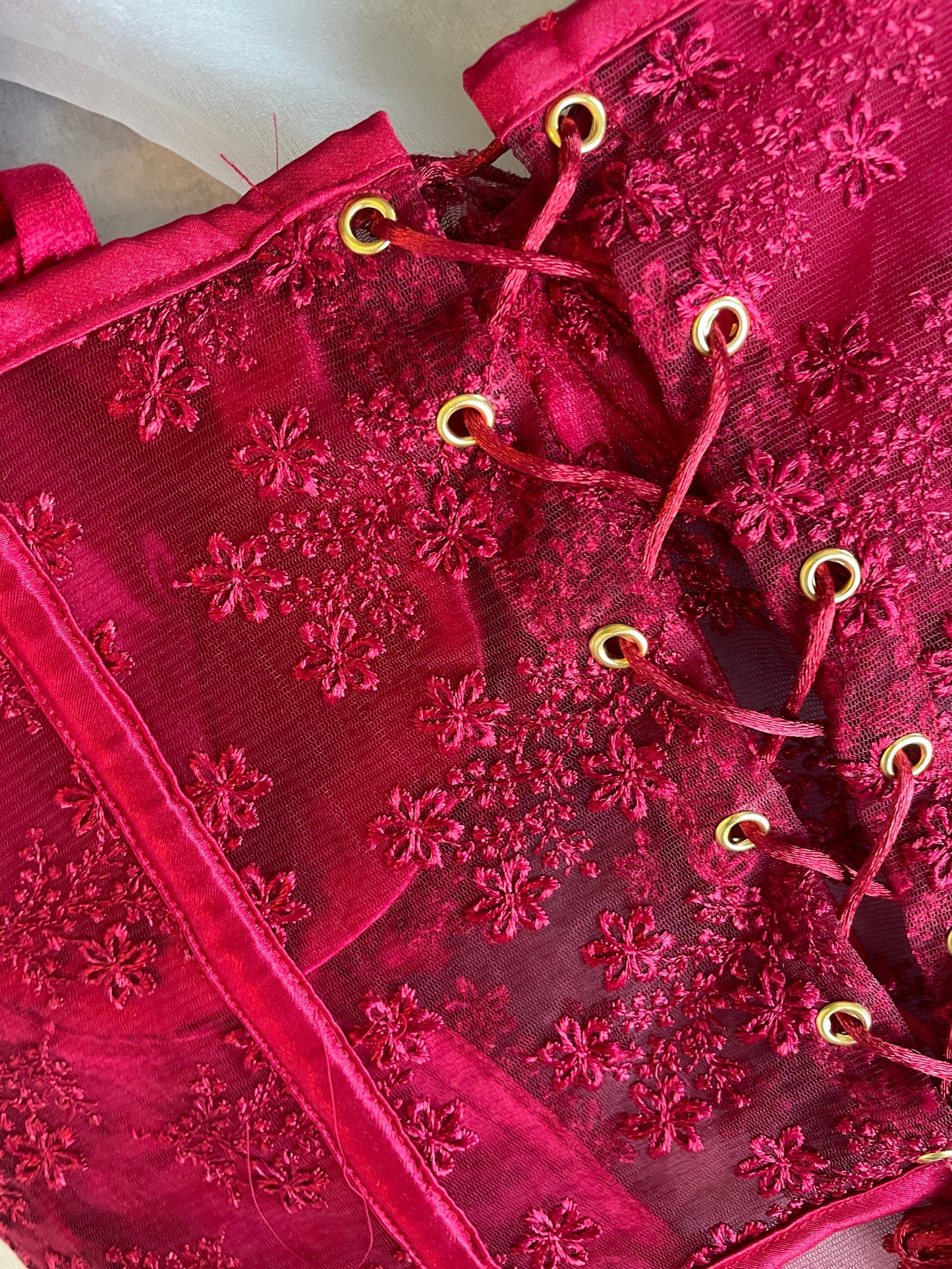 Charlotte Maroon Lace Corset