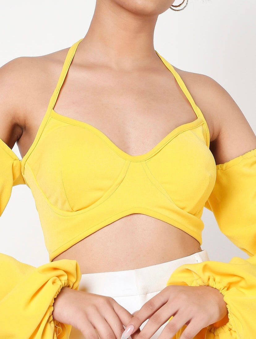 Yellow bell sleeves corset top