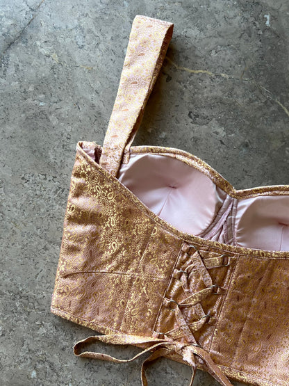 Banaras Brocade Baby Pink Corset Top
