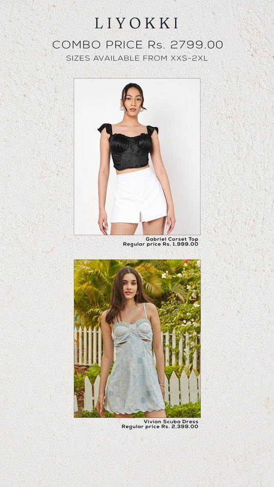 Gabriel corset + vivian scuba dress