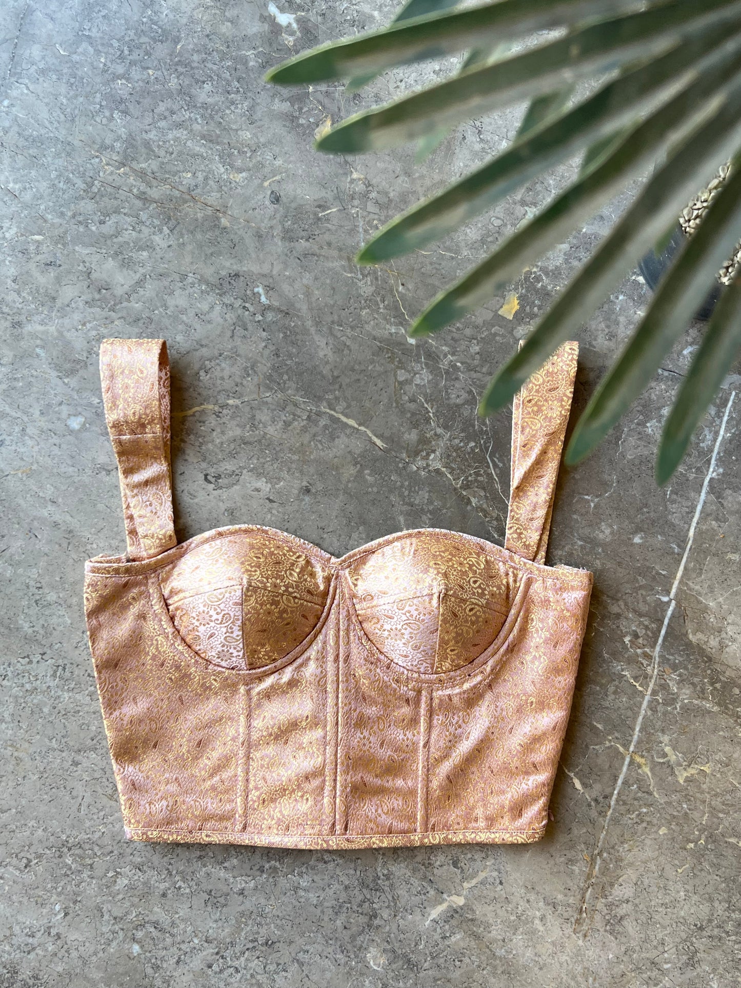Banaras Brocade Baby Pink Corset Top