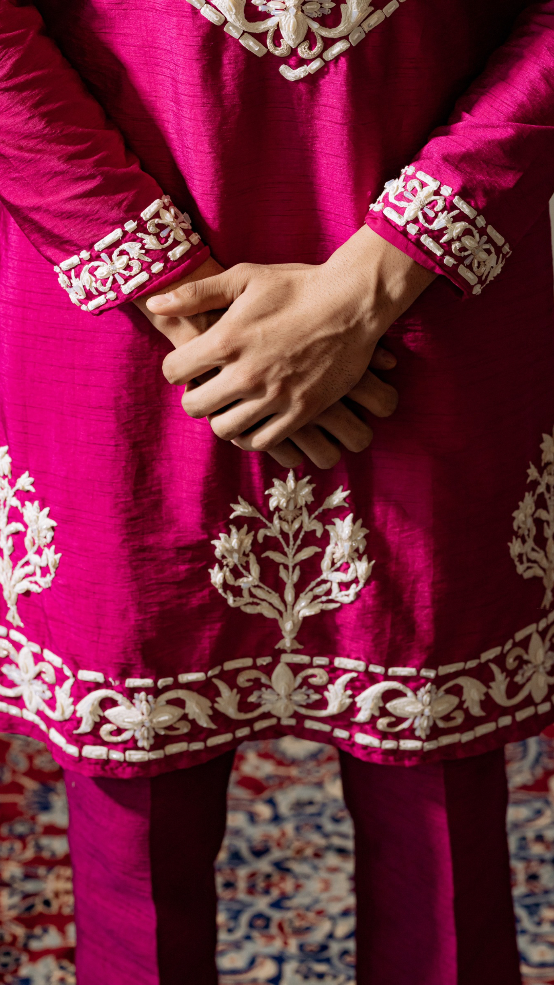 Purple Aari work Kurta and Pant