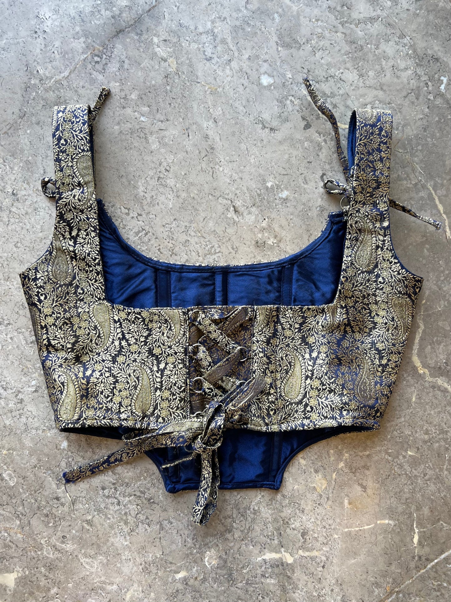 Iris Blue Brocade Corset Top