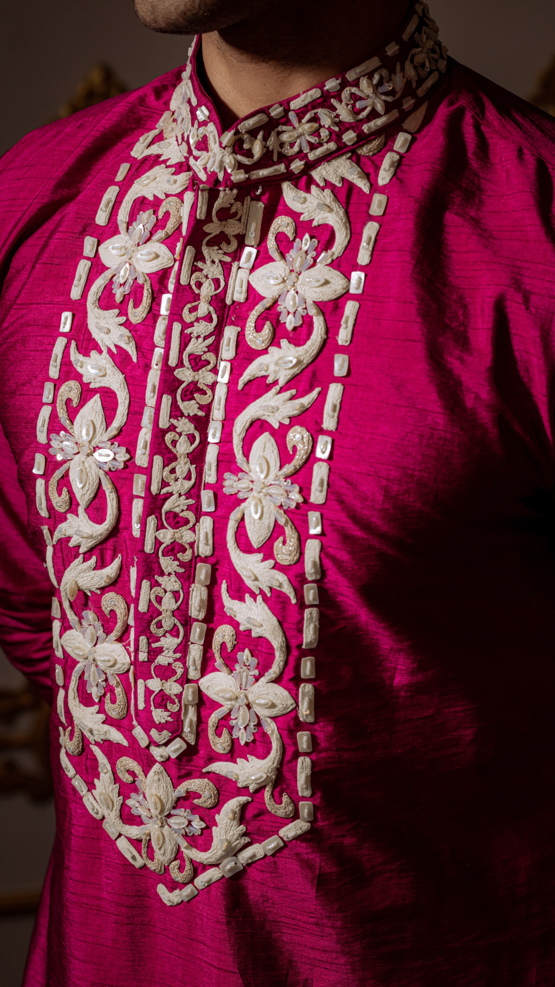 Purple Aari work Kurta and Pant