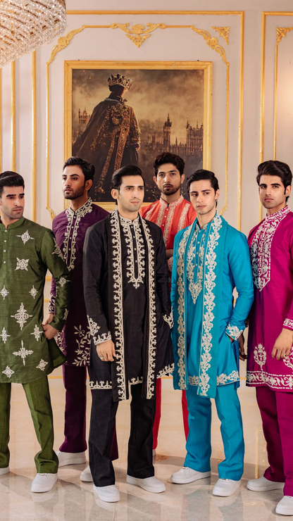 Purple Aari work Kurta Dupatta and Pant