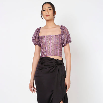 Purple Pineapple Lacey Corset With Sleeves
