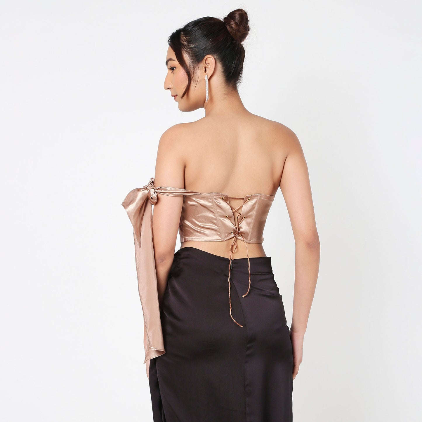 Brown Embellished Corset Top