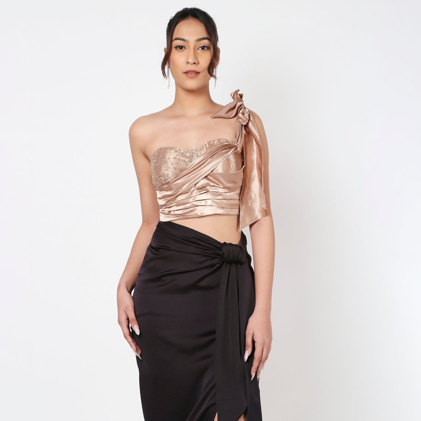 Brown Embellished Corset Top