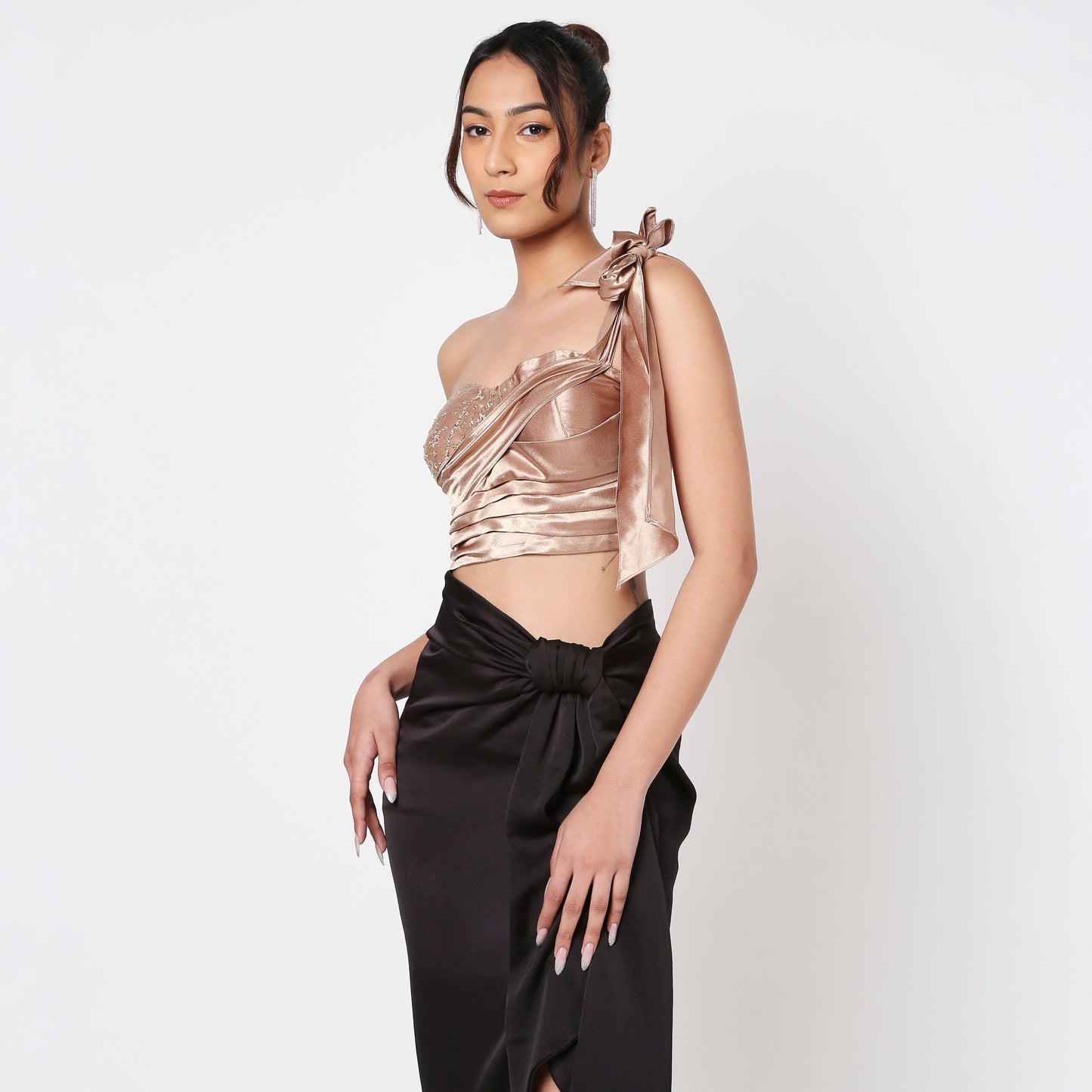 Brown Embellished Corset Top