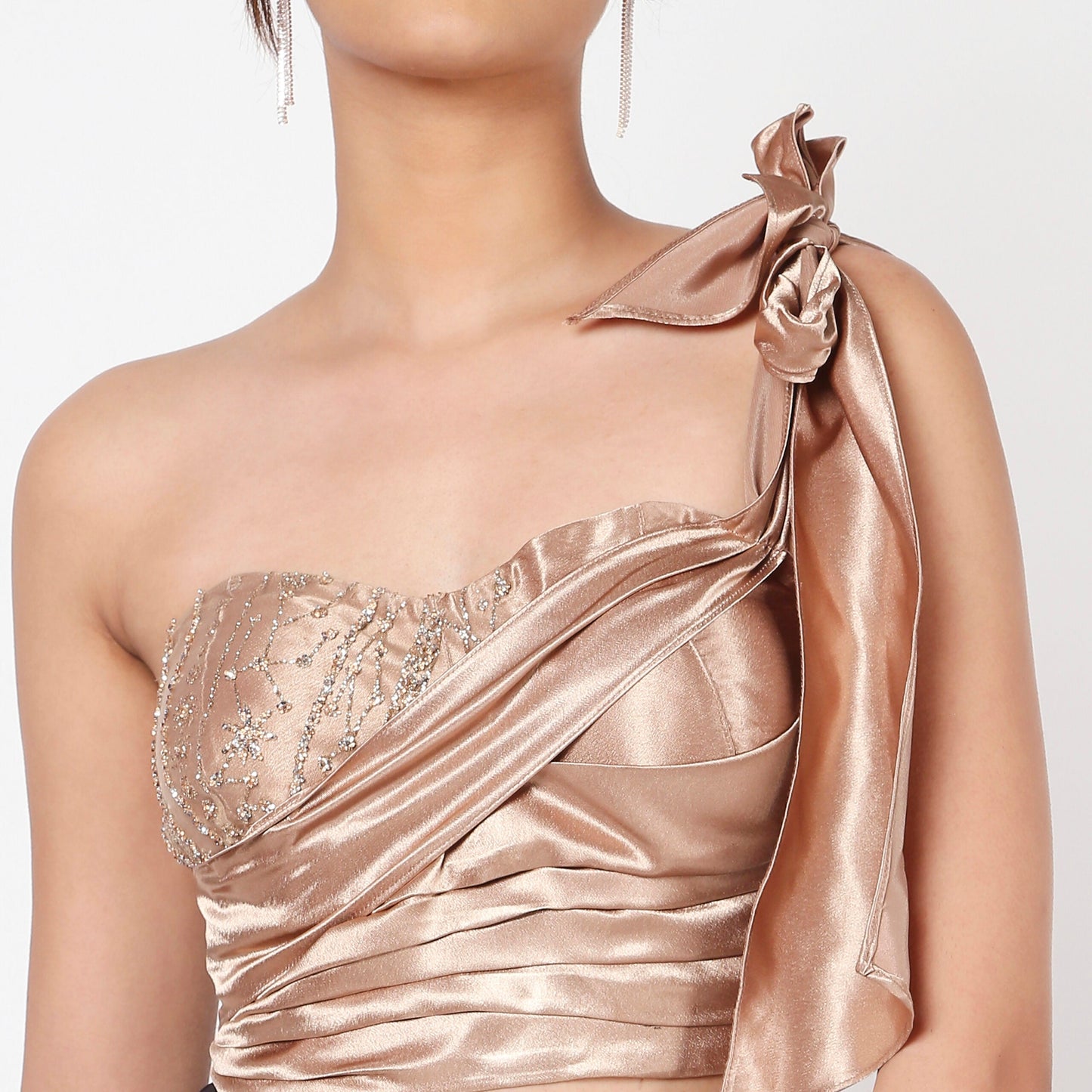 Brown Embellished Corset Top