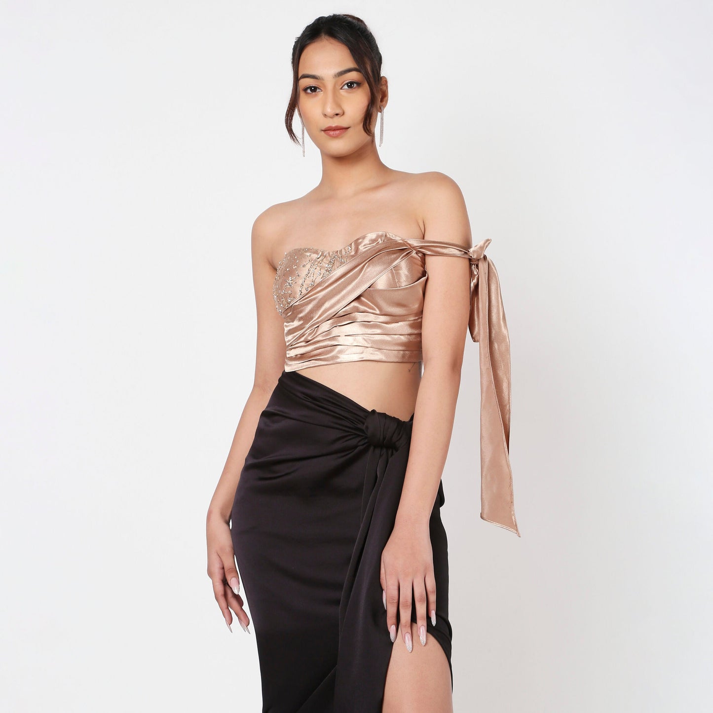 Brown Embellished Corset Top